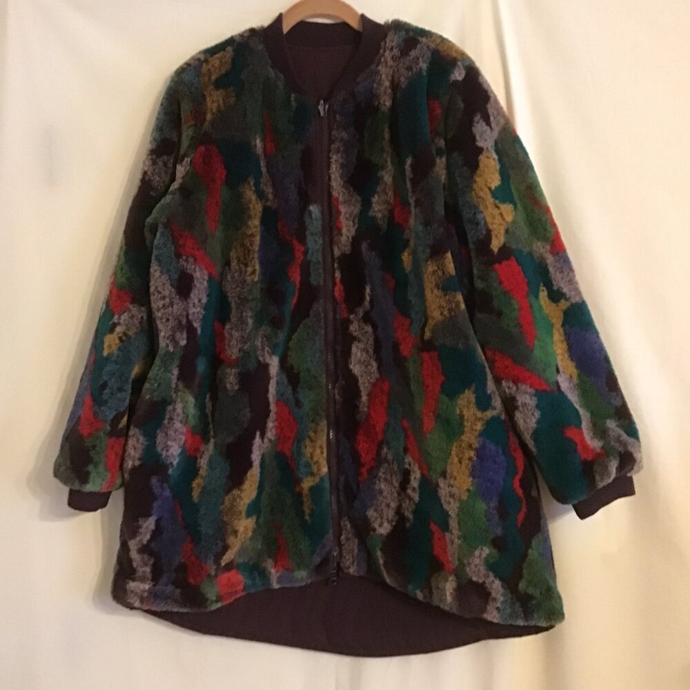 LOGO Lori Goldstein Rev. Faux Fur/Quilted Coat Many Colors 2 Way Zip MED. 10/12